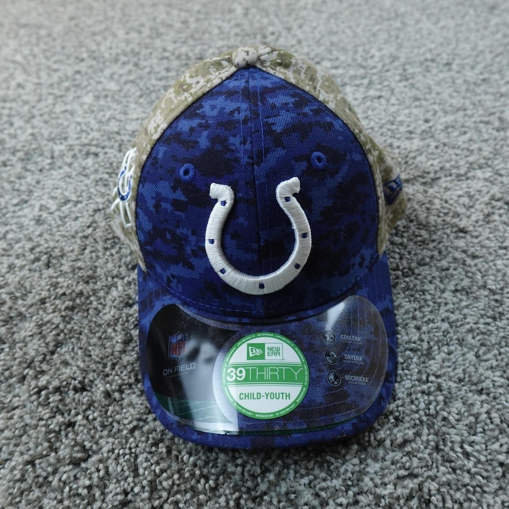 Indianapolis Colts Hat Cap Boys One Size Fitted Blue Camo NFL Football New‎ Era